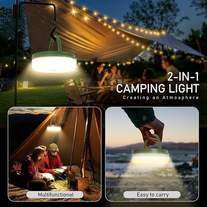 Camping String Lights,Solar Rechargeable Portable Outdoor LED String Light with Remote Control(39.4 Ft Warm Light),Yard Tent Hanging Garden Party Festival Decor Waterproof String Lights