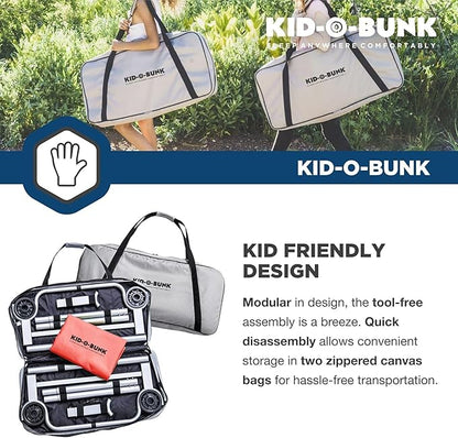 Disc-O-Bed Youth Double Cot Kid-O-Bunk, Modular for Bunk Beds, Dual Cots, or Bench with 2 Carry Bags for Portable Transport