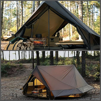 Hot Tent with Stove Jack – 4 Season Waterproof & Windproof Shelter for 1–4 People, Lightweight for Camping, Hiking, Hunting & Fishing