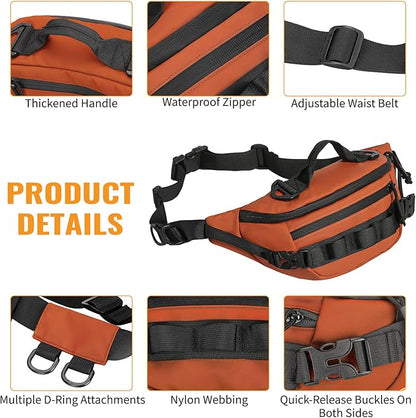 CamGo Tactical Fanny Pack for Men Women Military Waist Bag Molle Utility Hip Belt Pouch Crossbody Bags Bumbag for Cycling Hiking Walking Fishing Orange