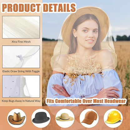 HESTYA 4 Pack Mosquito Net Mesh for Head Face Neck Fly Netting Hood from Bugs Gnats No See Net with Carry Bags for Outdoor