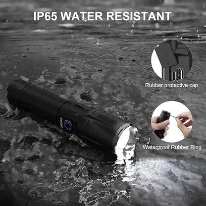 ErayLife Rechargeable Flashlights High Lumens Battery Powered, Powerful Handheld Flashlights for Home Power Outage Camping Emergencies, IP65 Waterproof, Adjustable Focus, 5 Lighting Modes, USB Output