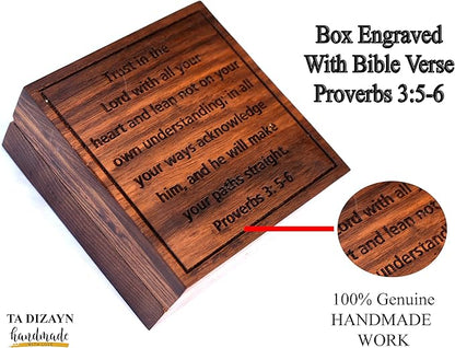 Trust in The Lord with All Your Heart -Proverbs 3: 5-6 Quote Brass Compass Gift with Wooden Box -Religious Gift for Men & Women -Christian, Catholic, Graduation, Sentimental & Inspirational Present