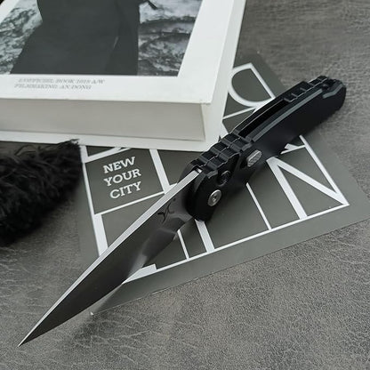 HUAAO 7.5” Assisted Opening Push Button Folding Pocket Knife, 2.8” D2 Blade Aluminum Alloy Handles with Pocket Clip and Lanyard Loop for EDC