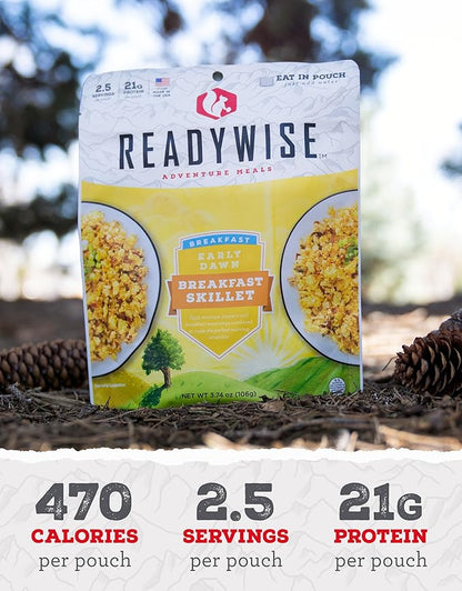 READYWISE - Outdoor Breakfast Skillet, 2.5 Servings, Pack of 1, Emergency Preparedness, Freeze Dried Food, MRE, Snack Pack, Survival Food, Emergency Food for Backpacking, Camping, and Hiking