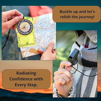 Pack of 2 Orienteering Compass Hiking-Compasses boy Scout Kids- Magnetic Gear Set Navigation map- Brujulas orientacion-Backpacking Camping Hunting Survival.