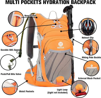 Hiking Backpack Men Women,Hydration Backpack Pack with 2L Water Bladder,Lightweight Water Backpack for Hiking,Running,Cycling,Camping