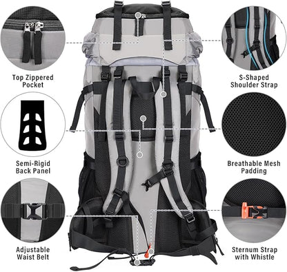 HOMIEE 50L Hiking Backpack Travel Bag Waterproof Camping Backpack with Rain Cover Lightweight Backpacking Backpack Rucksack
