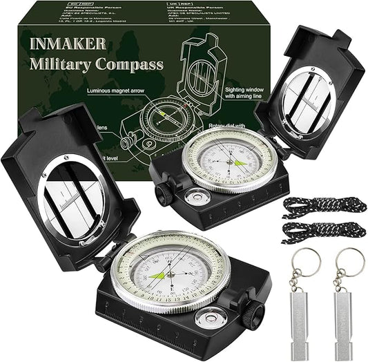 INMAKER Compass, Compass Hiking with Survival Whistle, Luminous Compass Gift for Kids, Apply to Outdoor Survival, Camping and Navigation