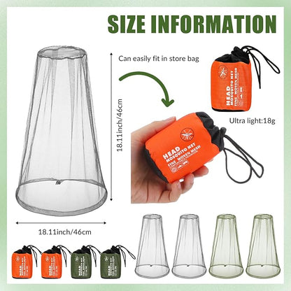 HESTYA 4 Pack Mosquito Net Face Mesh Net Protecting Net for Outdoor Hiking Camping Climbing Mosquito Fly Insects Preventing
