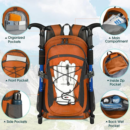 RAINSMORE Hiking Backpack 40L Waterproof Camping Backpack Lightweight Packable Backpack for Women Men Outdoor Travel Daypack