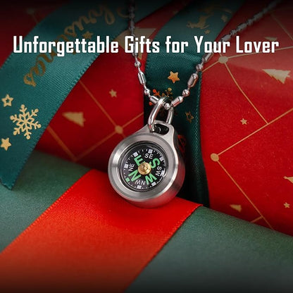 MecArmy CMP/CMP2 Mini Compass- Meaningful Graduation Birthday Gifts for Men Women, EDC Titanium/Brass/Copper Pocket Compass for Hiking SurvivaI, IPX5 Waterproof, Glow in The Dark, Necklace Pendant