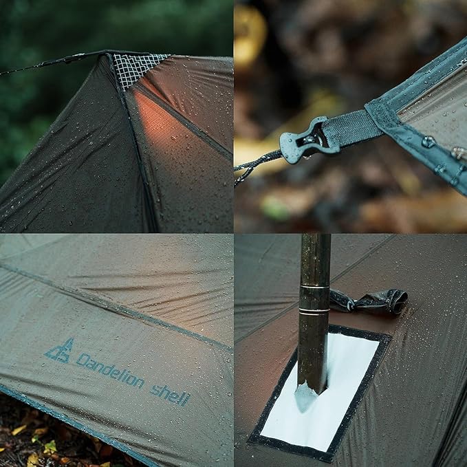 Hot Tent with Stove Jack – 4 Season Waterproof & Windproof Shelter for 1–4 People, Lightweight for Camping, Hiking, Hunting & Fishing