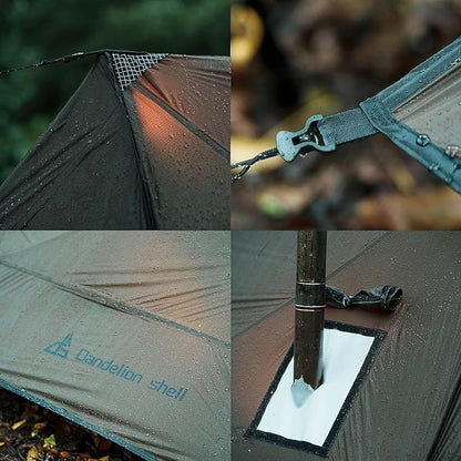 Hot Tent with Stove Jack – 4 Season Waterproof & Windproof Shelter for 1–4 People, Lightweight for Camping, Hiking, Hunting & Fishing