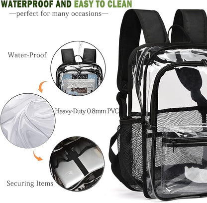 Clear Backpack,15 '' Clear Backpacks for School Heavy Duty PVC See Through Bag Waterproof Bookbag for Girls & Boys, Grey