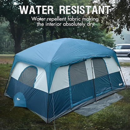 PORTAL 8 Person Family Camping Tent with Porch, Weather Resistant Camping Tents with Rainfly, Large Cabin Tents with 2 Room, Easy Set Up Tent for Outdoor Camping, Backyard