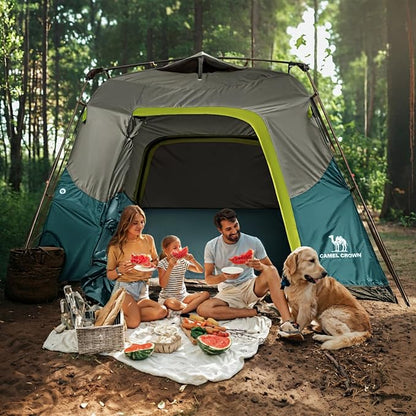 CAMEL CROWN Instant Tents for Camping 4-6 Person Tent Waterproof Easy Setup Sets Up in 60 Seconds Backpacking Tents with Carry Bag for Outdoor Hiking