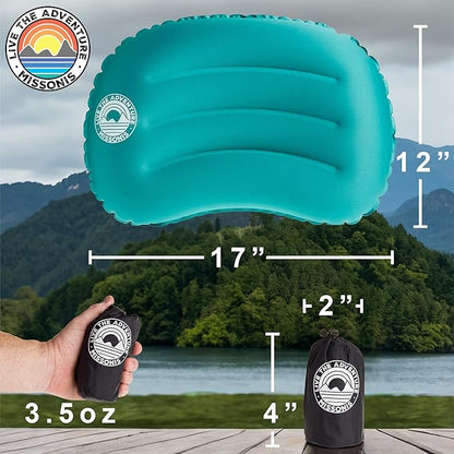 Inflatable Pillow for Camping - Lightweight, Compact, Compressible, Waterproof, Adjustable Firmness Camping Pillow, for Sleeping During Travel, Backpacking, Hiking, and Outdoor Adventure