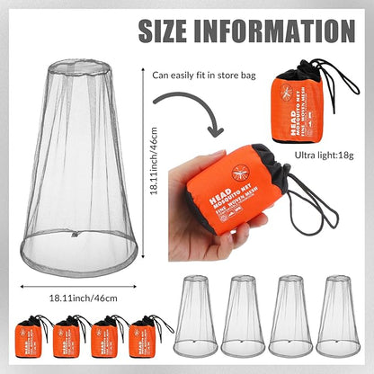 HESTYA 4 Pack Mosquito Net Face Mesh Net Protecting Net for Outdoor Hiking Camping Climbing Mosquito Fly Insects Preventing