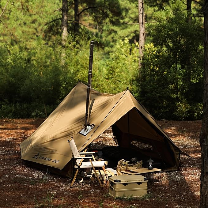 Hot Tent with Stove Jack – 4 Season Waterproof & Windproof Shelter for 1–4 People, Lightweight for Camping, Hiking, Hunting & Fishing