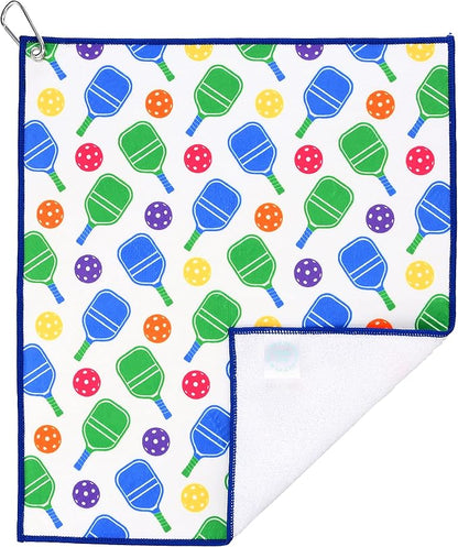 Millie Rose Pickleball Towels in Fashionable Prints - Cute 15x17 inch Microfiber & Cotton Athletic Towels with Carabiner Clip - Pickleball Accessories, Pickleball Gifts (Pickleballers)