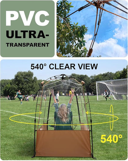 Sports Tent, Instant Weather Proof Pod, Pop Up Bubble Clear View Tent, Sports Pod with Extra Top Cover for Soccer, Football, Softball Games, and Other Outdoor Events, Baobrava, MioTsukus