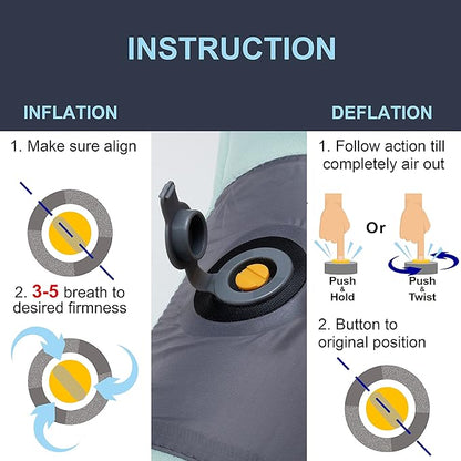 X-Foam Inflatable Camping Pillow Lite with Removable Foaming Cover | Comfortable, Washable Ultralight Portable with Neck Lumbar Support | Backpacking, Hiking, Travel, Air | Small