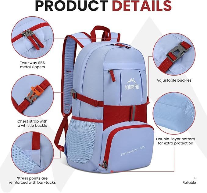 Venture Pal 35L Ultralight Lightweight Packable Foldable Travel Camping Hiking Outdoor Sports Backpack Daypack