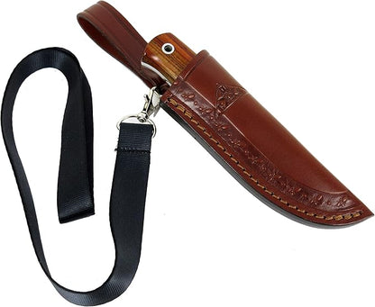 HOBBIT: Bushcraft Survival Hunting Tactical Neck Knife, Stainless Steel MV-58, Leather Sheath, Handmade