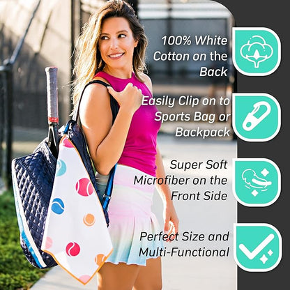 Millie Rose Pickleball Towels in Fashionable Prints - Cute 15x17 inch Microfiber & Cotton Athletic Towels with Carabiner Clip - Pickleball Accessories, Pickleball Gifts (Pickleballers)