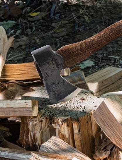 Camping Axe and Hatchet -11" Forged Carving Axe with Leather Sheath, Bushcraft Hatchet Small Axe Survival Hatchet for Woodworking