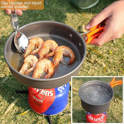 REDCAMP 11/12/17/22 PCS Camping Cookware Mess Kit, 800ml (28oz) Backpacking Camping Pot+Pan Set, Lightweight and Compact Cookware for Hiking, Picnic and Camping