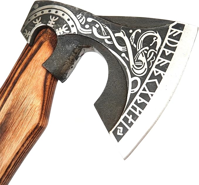 Carbon Steel Axe | Throwing Axe | Best Gift for him | Football Wrapped Handle with Leather Sheath