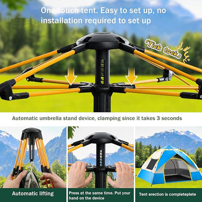 KOMCLUB Camping Tent 1/2/3 Person Tents for Family Camp Tent Waterproof Windproof Outdoor for Backpacking Hiking Easy Setup with Storage Bag,8 Ground ding,4 Windproof Rope