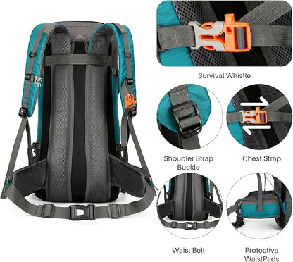 OKYUK 70L Hiking Backpack, Camping Hiking Back Pack, Water Resistant Lightweight Mountain Climbing Bag, Outdoor Camping Sport Daypack with Rain Cover, for Travel, Touring, Cycling (Green, 70L)