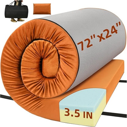 DWVO Memory Foam Camping Pad Futon Mattress Full, 3.5 INCH Thick Portable Floor Sleeping Mat with Travel Bag