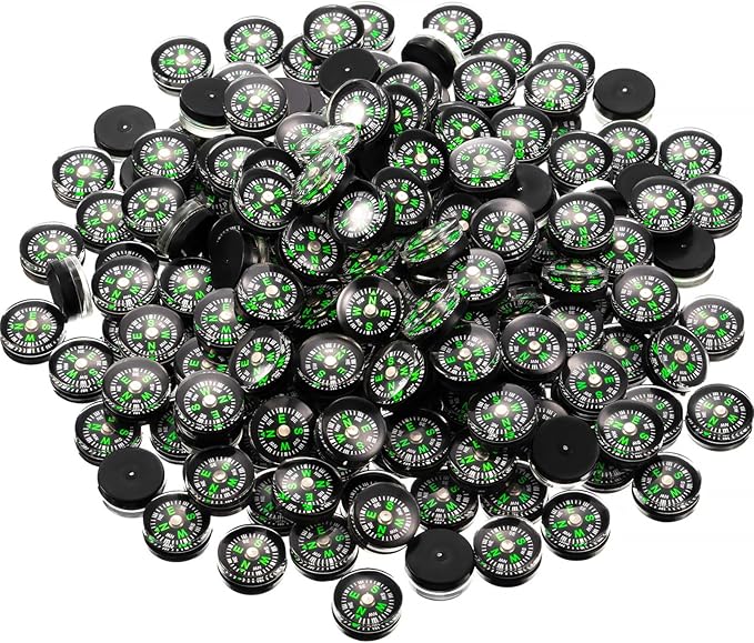 Leyndo 300 Pcs Mini Button Compass 15 Mm/ 0.59 Inch Lightweight Small Oil Filled Portable Mini Pocket Compass Bulk for Camping Hiking Touring Boating Outdoor Activities Survival