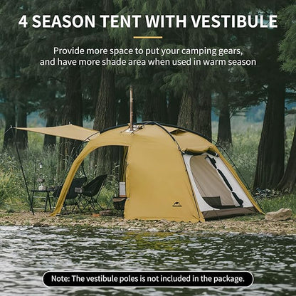 Naturehike Dune Hot Tent with Stove Jack,Double Layer 4 Season Tent,Waterproof 2-3 Person Tents for Camping