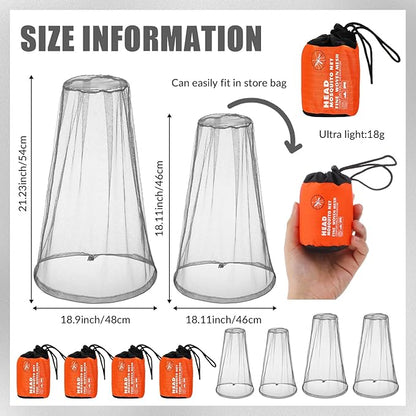 HESTYA 4 Pack Mosquito Net Face Mesh Net Protecting Net for Outdoor Hiking Camping Climbing Mosquito Fly Insects Preventing