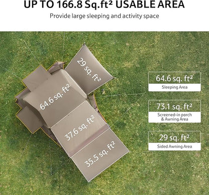 Naturehike Village Camping Tent,4/6/8 Person Tents for Camping, 60S Easy Setup Instant Tent for Family Camping, Car Camping