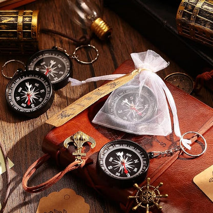 Soaoo 302 Pcs Mini Compass Set,Wedding Favors Set Compass Souvenir Present Nautical with Kraft Tags and White Organza Bag for Guests Birthday Wedding Nautical Travel Party Souvenir Gift Favors