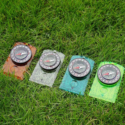 4 Pcs Outdoor Compass with Adjustable Declination,Magnifier,Ruler,Scale. Multifunctional Orienteering Waterproof Compass for Map Reading, Navigation, Hiking