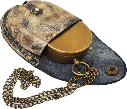 Brass Compass Nautical Pocket Backpacking Compass Leather Case Vintage Camping Hiking Direction Marine Graduation Confirmation Day Engravable for Men Quality Travel Accessory