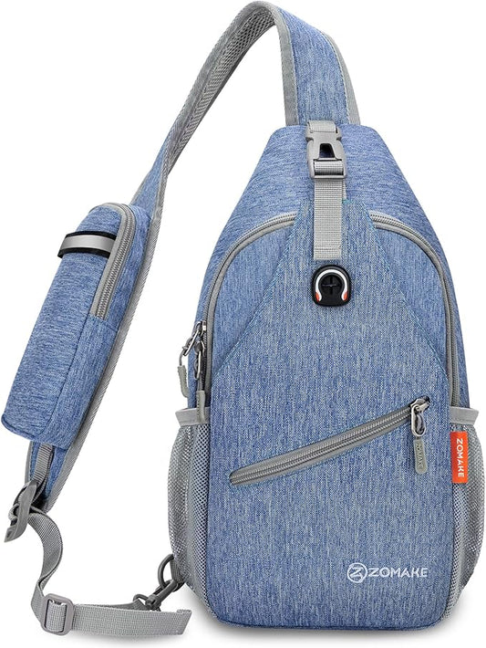 ZOMAKE Small Sling Bag, Travel Sling Backpack, Waterproof Hiking Cycling Crossbody pack for Men Women(Navy Blue)