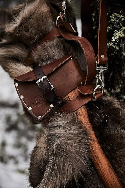 Helko Werk Leather Axe Sheath - Genuine Leather Sheath for Double Bit Axes Leather and Hatchet Cover and Axe Cover