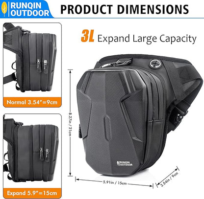 Motorcycle Waist Drop Leg Bag - Expandable Big Capacity Druable & Waterproof Tactical Fanny Pack, Multi-Pocket Storage Hip Thigh Bag for Cycling Hiking Climbing, Men and women