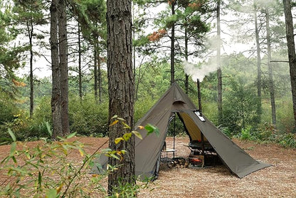 Hot Tent with Stove Jack – 4 Season Waterproof & Windproof Shelter for 1–4 People, Lightweight for Camping, Hiking, Hunting & Fishing