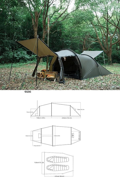 Hot Tent with Stove Jack – 4 Season Waterproof & Windproof Shelter for 1–4 People, Lightweight for Camping, Hiking, Hunting & Fishing