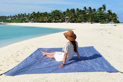 Makai – Lightweight Sheet Style Beach Blanket, Sand Dosen't Stick, Extra Large 8’ x 9’, Compact Strong Parachute Nylon Beach Mat, Stays Cool, Quick Drying, Multifunctional