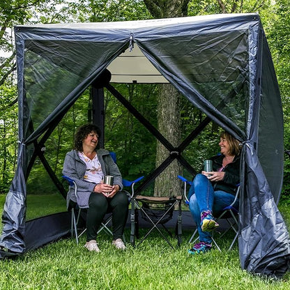 CLAM Pop Up Screen Tent, Outdoor Camping Gazebo Canopy, Traveler, 6' x 6', Blue